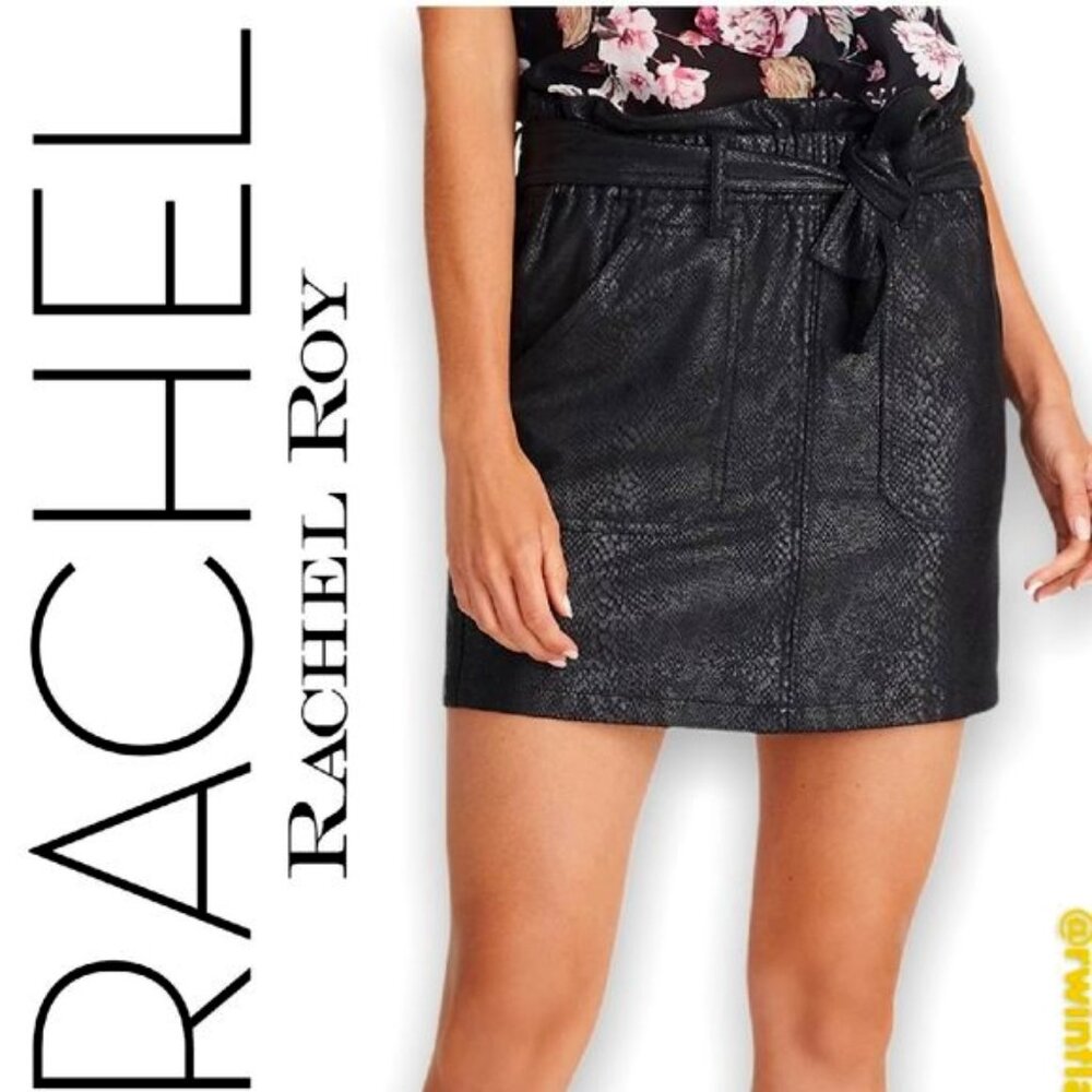 Rachel Roy Keni Snake Embossed Faux Suede/Leather Mini Skirt